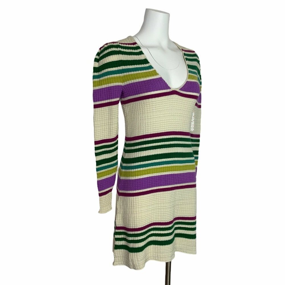 NWT Free People Gidget v-neck long sleeve Sweater Dress XS Multi-Color S… - Picture 3 of 11